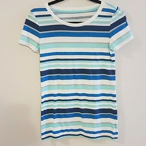 American Eagle Blue and White Striped Shirt